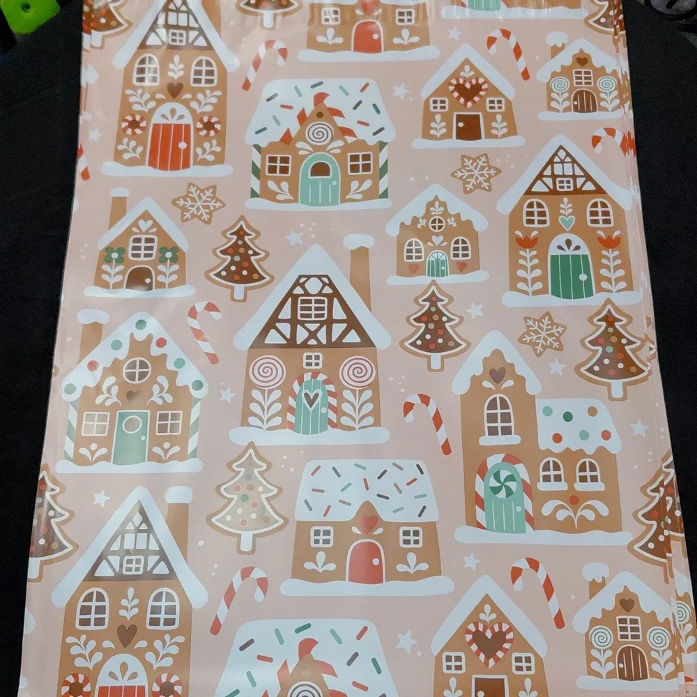 15ct. 14x17 Gingerbread House Polymailers, Random Thank You Cards/Stickers